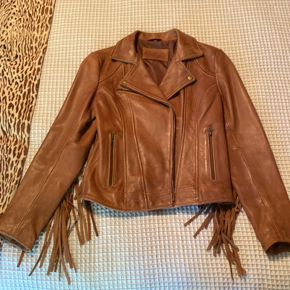 XS Leather Fringe Jacket by Whetblu Like New - Picture 2 of 4
